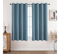 CUCRAF 100% Blackout Curtains Light Blue Thermal Curtains 54 Inch Drop 2 Panels Soft Texture Energy Saving Sun Blocking Eyelet Curtains for Bedroom Living Room 46 X 54 Inch