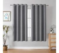 CUCRAF 100% Blackout Curtains Light Grey thermal curtains 63 Inch Drop 2 Panels Soft Texture Eyelet Curtains for Bedroom Living Room 52 X 63 Inch(double-sided Linen)