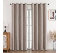 CUCRAF 100% Blackout Curtains Linen 102 Inch Drop 2 Panels Soft Texture Energy Saving Sun Blocking Thermal Eyelet Curtains for Bedroom Living Room 52 X 102 Inch