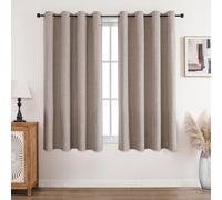CUCRAF 100% Blackout Curtains Linen 54 Inch Drop 2 Panels Soft Texture Energy Saving Sun Blocking Thermal Eyelet Curtains for Bedroom Living Room 66 X 54 Inch