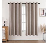 CUCRAF 100% Blackout Curtains Linen 72 Inch Drop 2 Panels Soft Texture Energy Saving Sun Blocking Thermal Eyelet Curtains for Bedroom Living Room 66 X 72 Inch