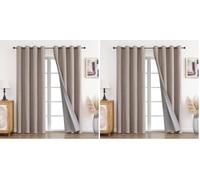 CUCRAF 100% Blackout Curtains Linen 84 Inch Drop 2 Panels Soft Texture Sun Blocking Thermal Eyelet Curtains for Bedroom Living Room 52 X 84 Inch (Pack of 2)