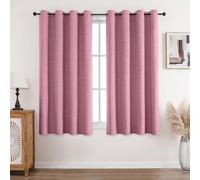 CUCRAF 100% Blackout Curtains Pink 54 Inch Drop 2 Panels Soft Texture Energy Saving Sun Blocking Thermal Eyelet Curtains for Bedroom Living Room 66 X 54 Inch