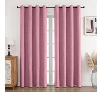 CUCRAF 100% Blackout Curtains Pink 90 Inch Drop 2 Panels Soft Texture Energy Saving Sun Blocking Thermal Eyelet Curtains for Bedroom Living Room 90 X 90 Inch