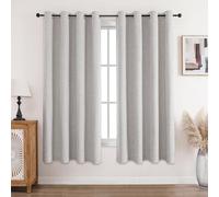 CUCRAF 100% Blackout Curtains White 72 Inch Drop 2 Panels Soft Texture Energy Saving Sun Blocking Thermal Eyelet Curtains for Bedroom Living Room 66 X 72 Inch