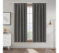 CUCRAF 100% Blackout Pencil Pleat Curtains 46 x 54 Inch Thermal for Living Room Bedroom Kitchen,Grey,2 Panels