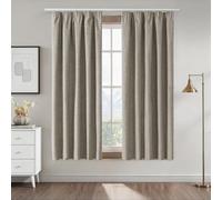 CUCRAF 100% Blackout Pencil Pleat Curtains 46 x 54 Inch Thermal for Living Room Bedroom Kitchen,Linen,2 Panels