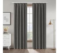 CUCRAF 100% Blackout Pencil Pleat Curtains 52 x 84 Inch Thermal for Living Room Bedroom Kitchen,Grey,2 Panels