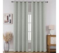 CUCRAF 100% Blackout Window Curtains 84 inches Long 2 Panels Set, Faux Linen Look Thermal Insulated Grommet Drapes, Room Darkening Curtain for Bedroom Living Room(W52 x L84 Inch, Grey Green)