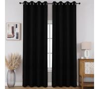 CUCRAF 100% Blackout Window Curtains 84 inches Long 2 Panels Set, Faux Linen Look Thermal Insulated Grommet Drapes, Room Darkening Curtain for Bedroom Living Room(W52 x L84 Inch, Black)