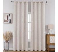 CUCRAF 100% Total Blackout Curtains 84 Length for Window Treatment,Faux Linen Thermal Insulated Grommet Drapes for Bedroom/Living Room, Set of 2 Curtain Panels(Off White, 52 x 84 inches)