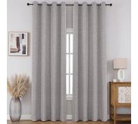 CUCRAF 100% Total Blackout Curtains 96 Length for Window Treatment, Faux Linen Thermal Insulated Grommet Drapes for Bedroom/Living Room, Set of 2 Curtain Panels(Light Grey, 52 x 96 inches)