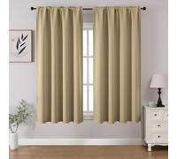 CUCRAF Beige Blackout Curtains 45 inch Length 2 Panels Set, Rod Pocket Room Darkening Drapes for Bedroom Living Room, Insulated Thermal Light Blocking Window Curtain (W52 x L45 Inch)