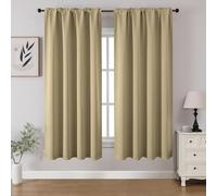 CUCRAF Beige Blackout Curtains 54 inch Length 2 Panels Set, Rod Pocket Room Darkening Drapes for Bedroom Living Room, Insulated Thermal Light Blocking Window Curtain (W52 x L54 Inch)