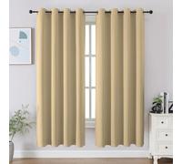 CUCRAF Beige Blackout Curtains 63 inch Length 2 Panels Set, Room Darkening Drapes for Living Room Bedroom, Thermal Insulated Light Blocking Grommet Window Curtain (W52 x L63 Inch)