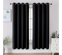 CUCRAF Black Blackout Curtains 63 inch Length 2 Panels Set, Room Darkening Curtains & Drapes for Living Room Bedroom, Thermal Insulated Light Blocking Grommet Window Curtain (W52 x L63 Inch)