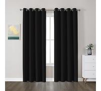 CUCRAF Black Blackout Curtains Eyelet Thermal Insulated Blackout Curtains for Bedroom - 55 x 96 inch, sets of 2, Black, 2x W55'' X L96''
