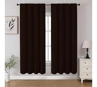CUCRAF Blackout Curtains 63 inch Length 2 Panels Set, Rod Pocket Room Darkening Drapes for Bedroom Living Room, Insulated Thermal Light Blocking Window Curtain (W52 x L63 Inch, Chocolate)