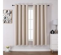 CUCRAF Blackout Curtains for Bedroom and Living Room - Beige, Thermal, Soundproof Room Dividers - 2 Panels, Eyelet, W55 x L69 Inch Drop