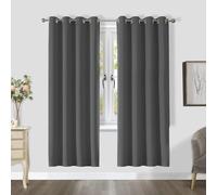 CUCRAF Blackout Curtains for Bedroom, Dark Grey 2 Panels W55 x L69 Inch Drop, Thermal Eyelet for Living Room, Soundproof Room Dividers