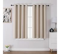 CUCRAF Blackout Curtains for Bedroom & Living Room, Beige Thermal Curtains, 54 Inch Drop, 2 Panels, Eyelet, Soundproof Room Dividers W46 x L54