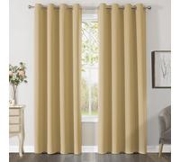 CUCRAF Blackout Curtains for Bedroom & Living Room, Beige Thermal Curtains, 96 Inch Drop, 2 Panels, Eyelet, Soundproof Room Dividers W55 x L96