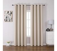 CUCRAF Blackout Curtains for Bedroom & Living Room, Beige Thermal Curtains, 96 Inch Drop, 2 Panels, Eyelet, Soundproof Room Dividers W55 x L96