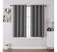 CUCRAF Blackout Curtains for Bedroom & Living Room, Light Grey 54 Inch Drop 2 Panels, Thermal Eyelet Black Out Curtains as Soundproof Room Dividers W46 x L54