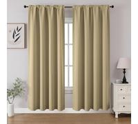CUCRAF Blackout Curtains Room Darkening Window Curtain Panels, Rod Pocket Thermal Insulated Solid Drapes for Bedroom Living Room, Set of 2 Panels. 52 x 72 inch, Beige