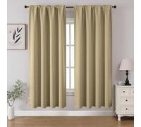 CUCRAF Blackout Curtains Room Darkening Window Curtain Panels, Rod Pocket Thermal Insulated Solid Drapes for Bedroom Living Room, Set of 2 Panels. 52 x 63 inch, Beige