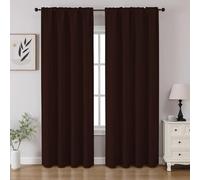 CUCRAF Blackout Curtains Room Darkening Window Curtain Panels, Rod Pocket Thermal Insulated Solid Drapes for Bedroom Living Room, Set of 2 Panels. 52 x 95 inch, Chocolate