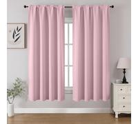 CUCRAF Blackout Curtains Room Darkening Window Curtain Panels, Rod Pocket Thermal Insulated Solid Drapes for Bedroom Living Room, Set of 2 Panels. 52 x 54 inch, Light Pink