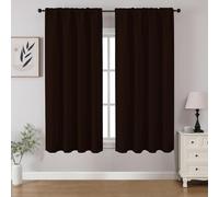CUCRAF Blackout Curtains Room Darkening Window Curtain Panels, Rod Pocket Thermal Insulated Solid Drapes for Bedroom Living Room, Set of 2 Panels. 52 x 45 inch, Chocolate