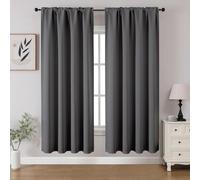 CUCRAF Blackout Curtains Room Darkening Window Curtain Panels, Rod Pocket Thermal Insulated Solid Drapes for Bedroom Living Room, Set of 2 Panels. 52 x 63 inch, Light Grey