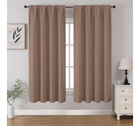 CUCRAF Blackout Curtains Room Darkening Window Curtain Panels, Rod Pocket Thermal Insulated Solid Drapes for Bedroom Living Room, Set of 2 Panels. 52 x 54 inch, Khaki