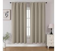 CUCRAF Blackout Curtains Room Darkening Window Curtain Panels, Rod Pocket Thermal Insulated Solid Drapes for Bedroom Living Room, Set of 2 Panels. 52 x 63 inch, Light Beige