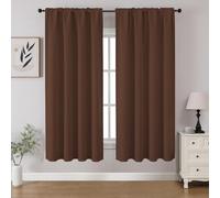 CUCRAF Blackout Curtains Room Darkening Window Curtain Panels, Rod Pocket Thermal Insulated Solid Drapes for Bedroom Living Room, Set of 2 Panels. 52 x 54 inch, Brown
