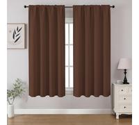 CUCRAF Blackout Curtains Room Darkening Window Curtain Panels, Rod Pocket Thermal Insulated Solid Drapes for Bedroom Living Room, Set of 2 Panels. 52 x 45 inch, Brown
