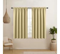 CUCRAF Blackout Curtains Short Small Room Darkening Window Curtain Panels, Rod Pocket Thermal Insulated Solid Drapes for Bedroom Living Room, 52x45 inch, Beige, Set of 2 Panels