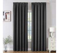 CUCRAF Blackout Thermal Pencil Pleat Grey Curtains 52x84 2 Panels for Bedroom & Living Room