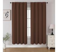 CUCRAF Brown Blackout Curtains 63 inch Length 2 Panels Set, Rod Pocket Room Darkening Drapes for Bedroom Living Room, Insulated Thermal Light Blocking Window Curtain (W52 x L63 Inch)