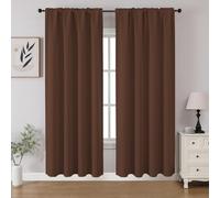 CUCRAF Brown Blackout Curtains 72 inch Length 2 Panels Set, Rod Pocket Room Darkening Drapes for Bedroom Living Room, Insulated Thermal Light Blocking Window Curtain (W52 x L72 Inch)