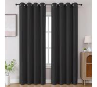 CUCRAF Dark Grey Blackout Curtains 90 inch Length 2 Panels Set, Room Darkening Drapes for Living Room Bedroom, Thermal Insulated Light Blocking Grommet Window Curtain (W52 x L90 Inch)