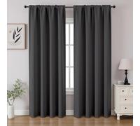CUCRAF Dark Grey Blackout Curtains 96 inch Length 2 Panels Set, Rod Pocket Room Darkening Drapes for Bedroom Living Room, Insulated Thermal Light Blocking Window Curtain (W52 x L96 Inch)