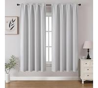 CUCRAF Grayish White Blackout Curtains 54 inch Length 2 Panels Set, Rod Pocket Room Darkening Drapes for Bedroom Living Room, Insulated Thermal Light Blocking Window Curtain (W52 x L54 Inch)