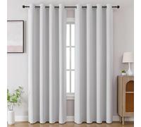CUCRAF Grayish White Blackout Curtains 63 inch Length 2 Panels Set, Room Darkening Drapes for Living Room Bedroom, Thermal Insulated Light Blocking Grommet Window Curtain (W52 x L63 Inch)