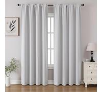 CUCRAF Grayish White Blackout Curtains 84 inch Length 2 Panels Set, Rod Pocket Room Darkening Drapes for Bedroom Living Room, Insulated Thermal Light Blocking Window Curtain (W52 x L84 Inch)