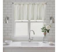 CUCRAF Kitchen Curtains Linen Blend, W 26 x L 24 Inch 1 Panel Cafe Curtains for Small Windows, Short Lightweight Curtain for Rod Pocket Kitchen Sink Cupboard Bathroom, Light Beige