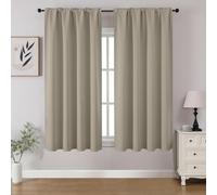 CUCRAF Light Beige Blackout Curtains 45 inch Length 2 Panels Set, Rod Pocket Room Darkening Drapes for Bedroom Living Room, Insulated Thermal Light Blocking Window Curtain (W52 x L45 Inch)