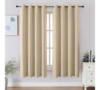 CUCRAF Light Beige Blackout Curtains 54 inch Length 2 Panels Set, Room Darkening Drapes for Living Room Bedroom, Thermal Insulated Light Blocking Grommet Window Curtain (W52 x L54 Inch)